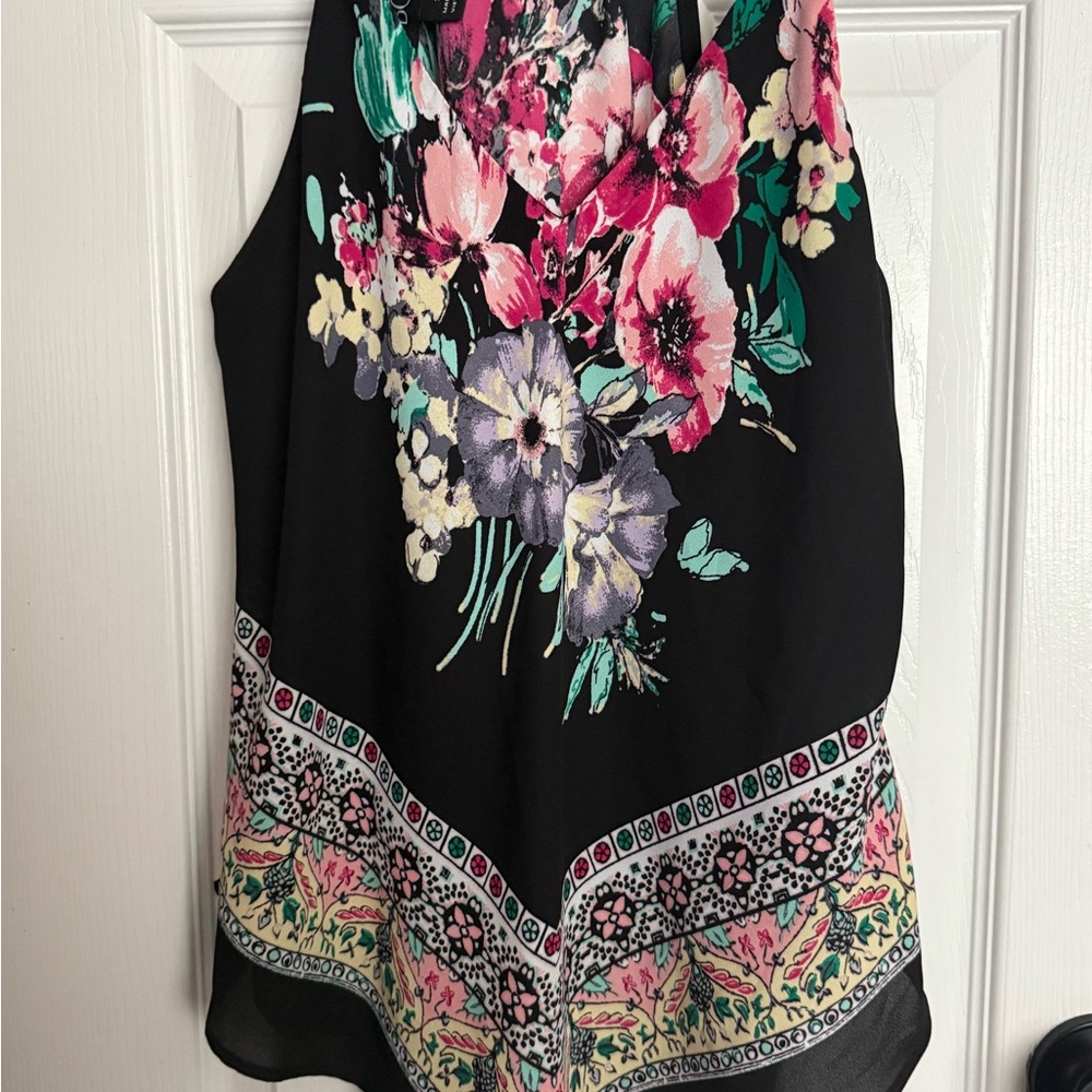 Floral Black Sleeveless Top